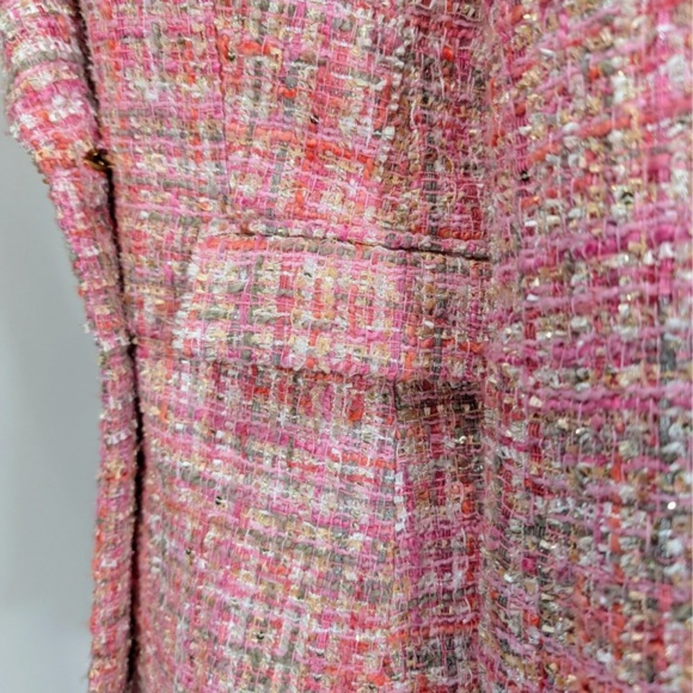 Aqua Pink Gold Tweed Double Breasted Blazer Jacket Size XS - Picture 6 of 16